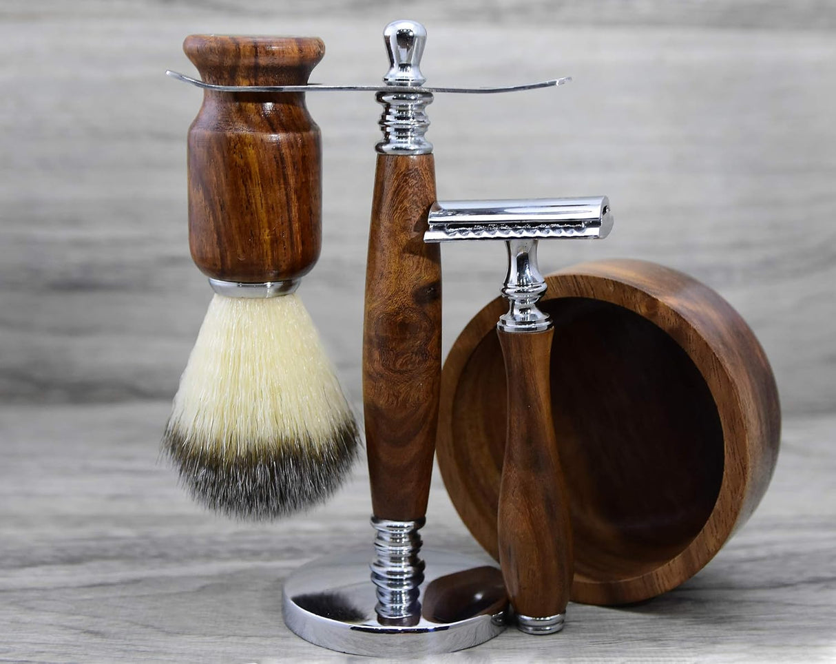 NBHS Safety Razor Shaving Kit – Stainless Steel Razor & Brush Men’s Gift Set