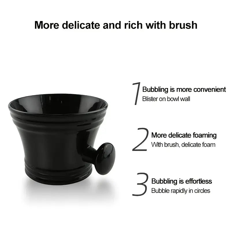 Plastic Shave Mug Bowl with Handle - Black