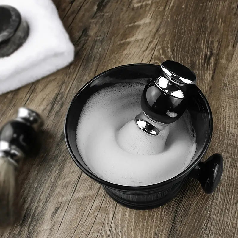 Plastic Shave Mug Bowl with Handle - Black