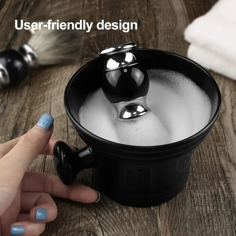 Plastic Shave Mug Bowl with Handle - Black