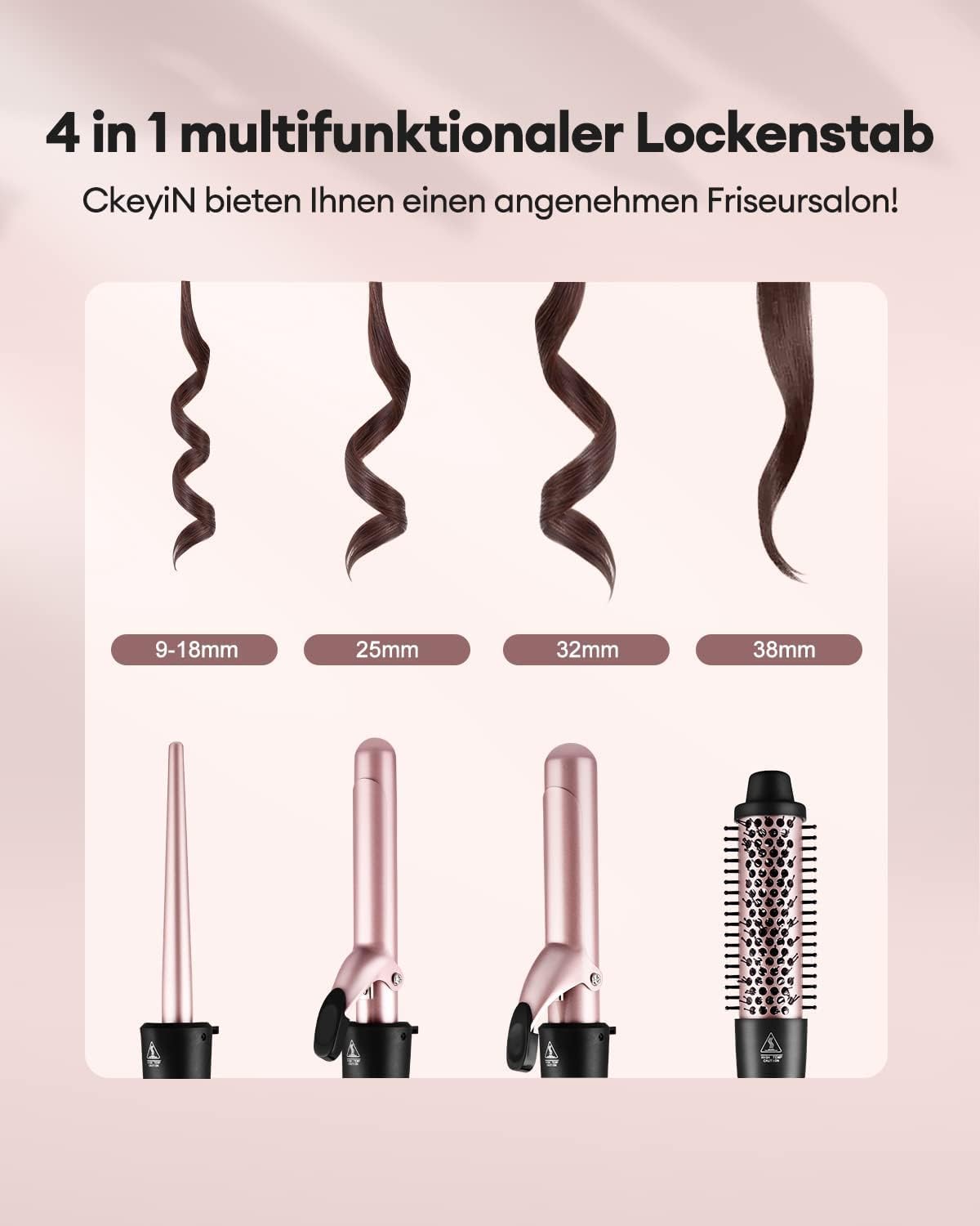 NBHS 4-in-1 Ceramic Curling Iron Set – Multi-Barrel Hair Curler Kit