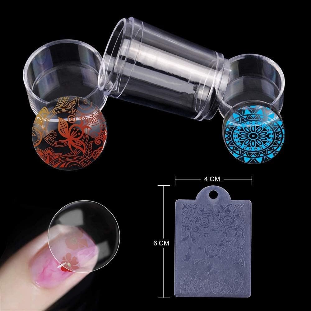 NBHS 12-Piece Nail Stamper Kit – Clear Silicone Stampers with Scrapers