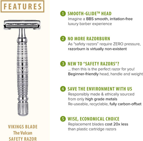 NBHS Vulcan Safety Razor – Double Edge with Luxury Case Men’s Gift Set