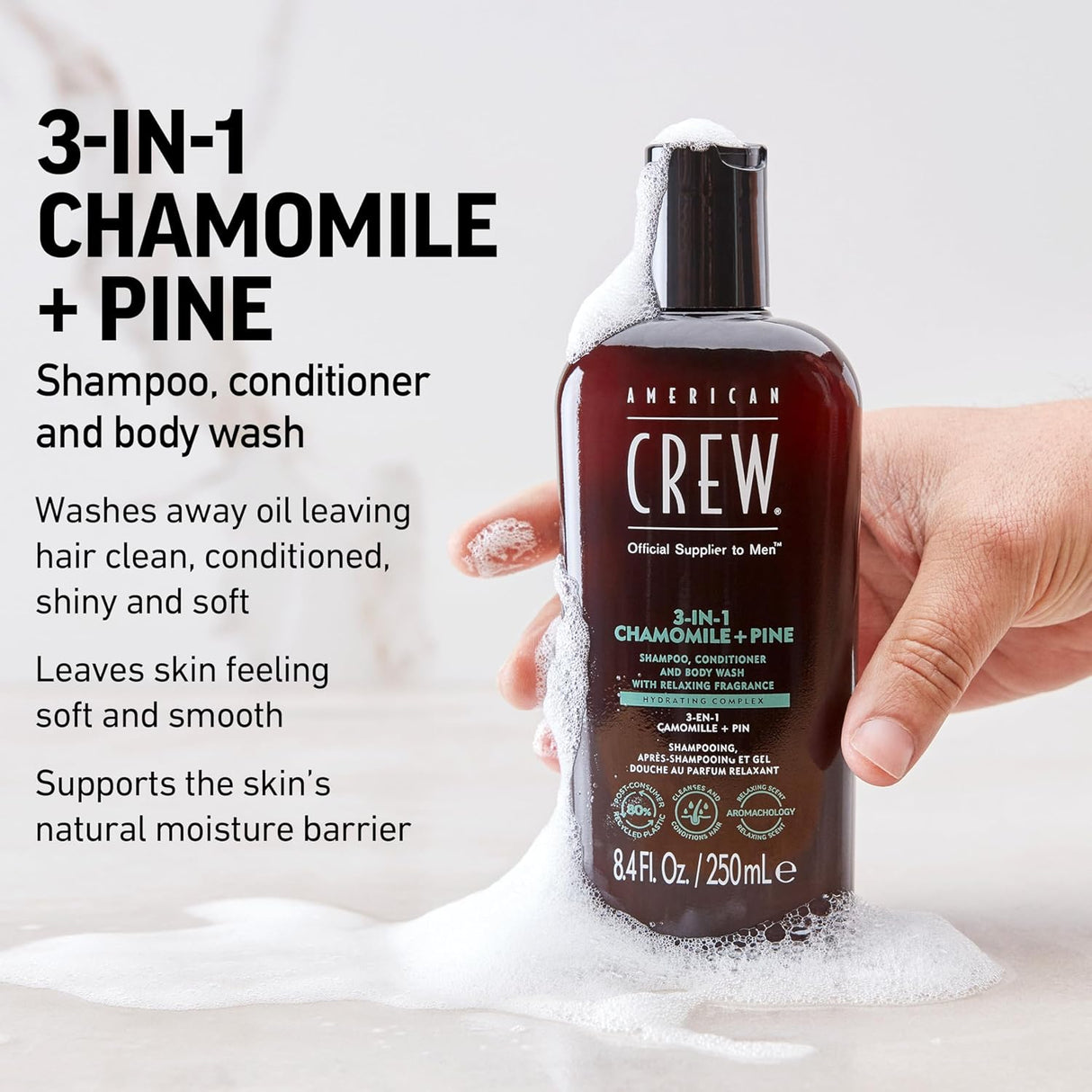 American Crew 3-in-1 Shampoo, Conditioner and Body Wash Chamomile and Pine, 450 ml