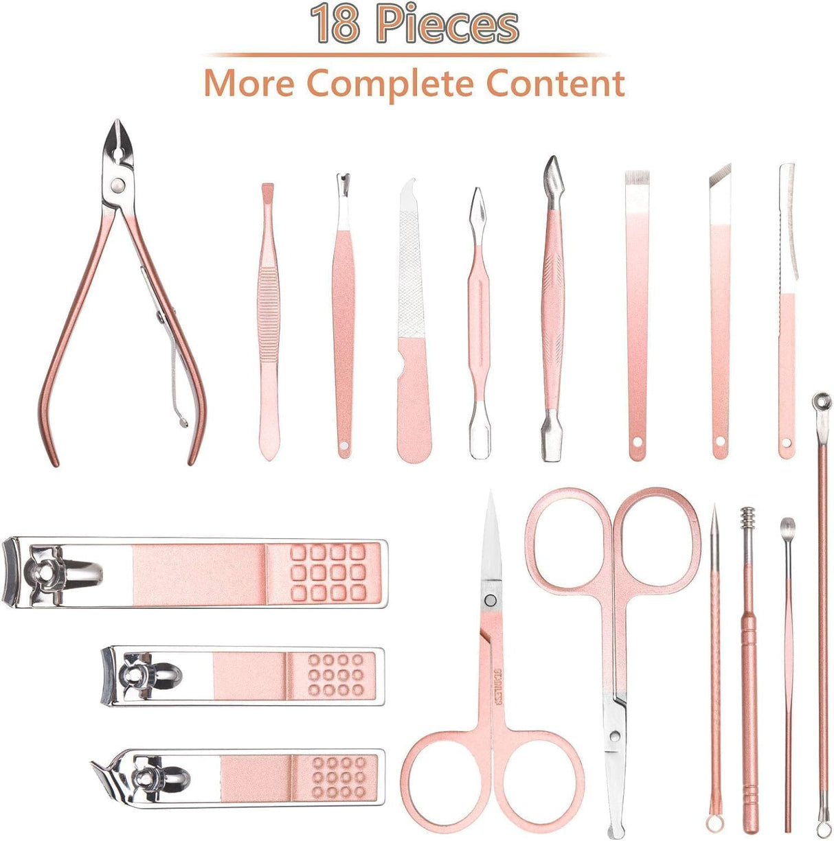 NBHS 18-Piece Manicure Set – Stainless Steel Nail Clippers & Grooming Kit