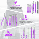 NBHS 16-Piece Manicure & Pedicure Kit – Violet Stainless Steel Clippers