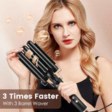 NBHS 5-in-1 Curling Wand Set – Instant Heat Curling Iron Kit (Black)