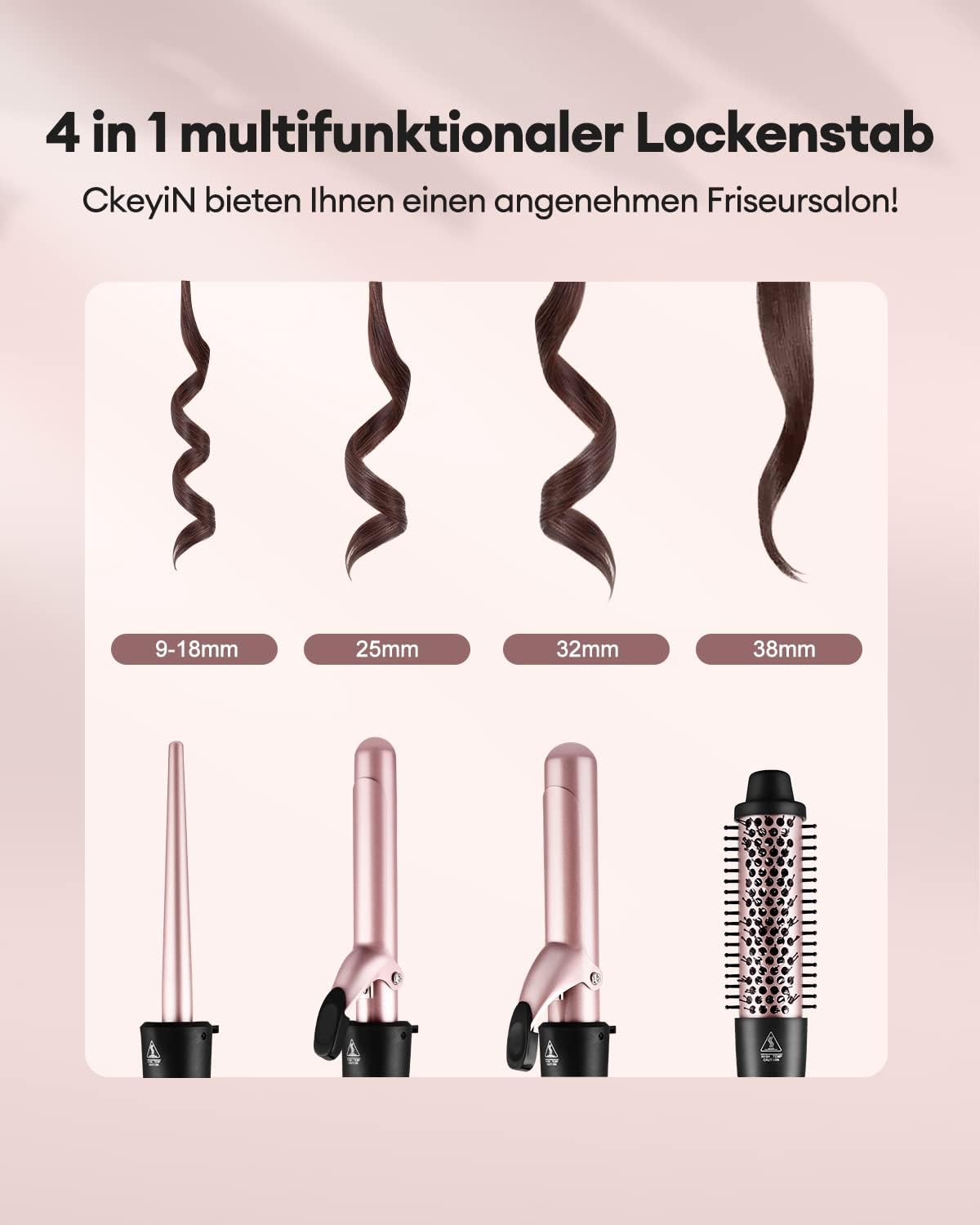 NBHS 4-in-1 Curling Iron Set – Interchangeable Ceramic Barrels (9–38mm)