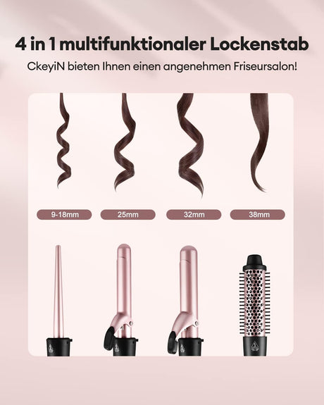 NBHS 4-in-1 Curling Iron Set – Interchangeable Ceramic Barrels (9–38mm)