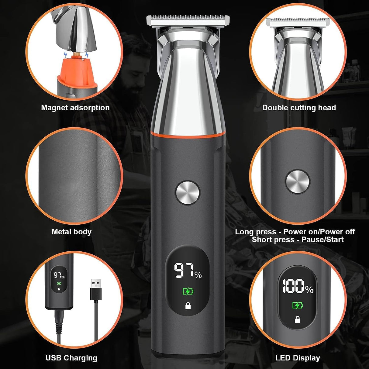 NBHS Beard Trimmer Kit – Cordless Waterproof Grooming & Shaving Gift Set