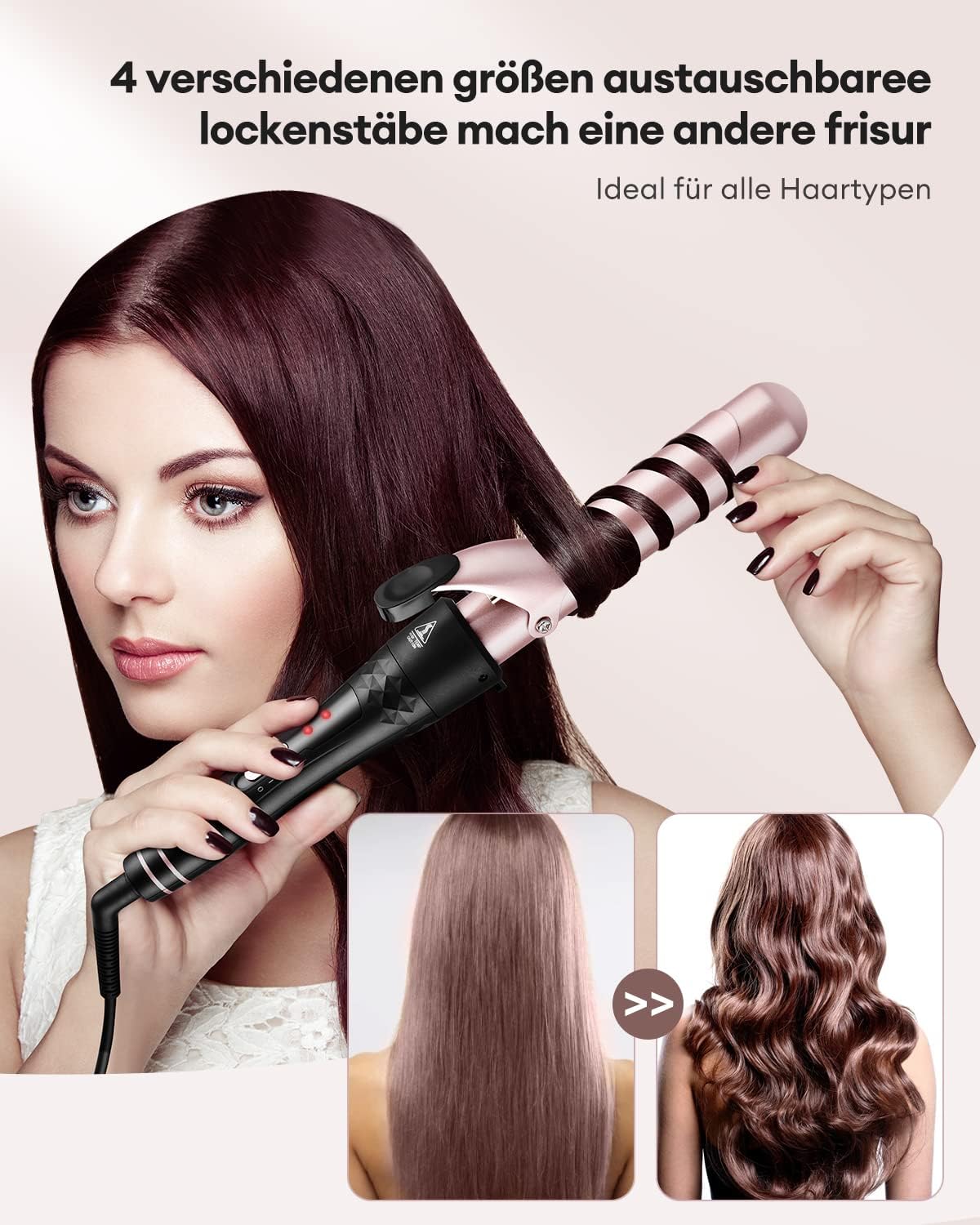 NBHS 4-in-1 Curling Iron Set – Interchangeable Ceramic Barrels (9–38mm)