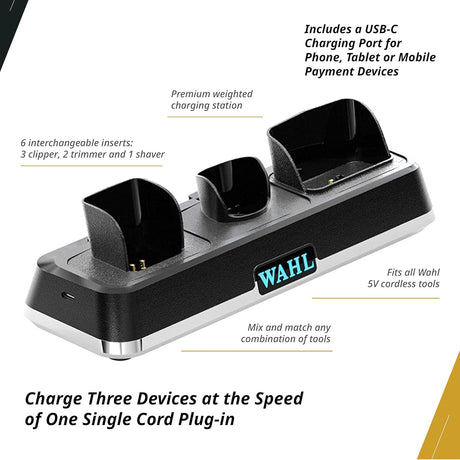 Wahl Professional Power Station – 3-in-1 Charging Dock with USB-C Port