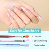 NBHS 6pcs Nail Art Brushes Set – Liner, Extension & Dotting Tools