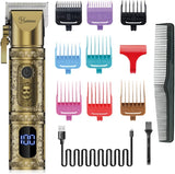 Cordless Affordable Hair Clippers Rechargeable LED Display (Gold)