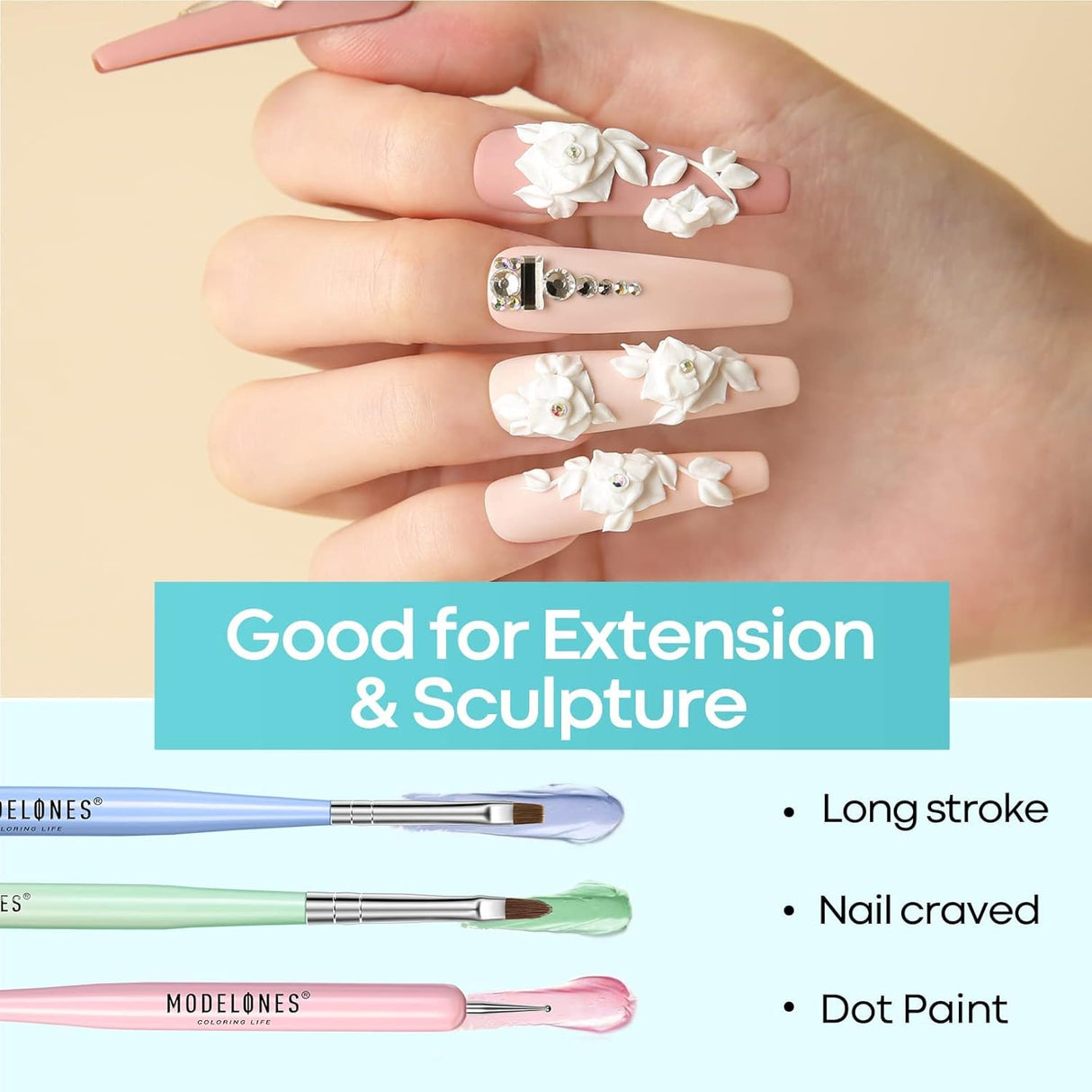 NBHS 6pcs Nail Art Brushes Set – Liner, Extension & Dotting Tools