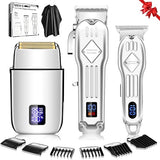 NBHS Hair Clippers For Men & Electric Shavers Professional Barber Hair Cutting Kit (Silver)