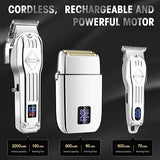 NBHS Hair Clippers For Men & Electric Shavers Professional Barber Hair Cutting Kit (Silver)