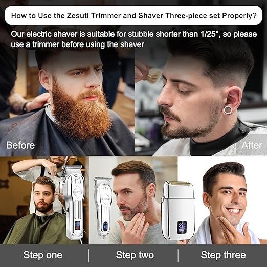 NBHS Hair Clippers For Men & Electric Shavers Professional Barber Hair Cutting Kit (Silver)