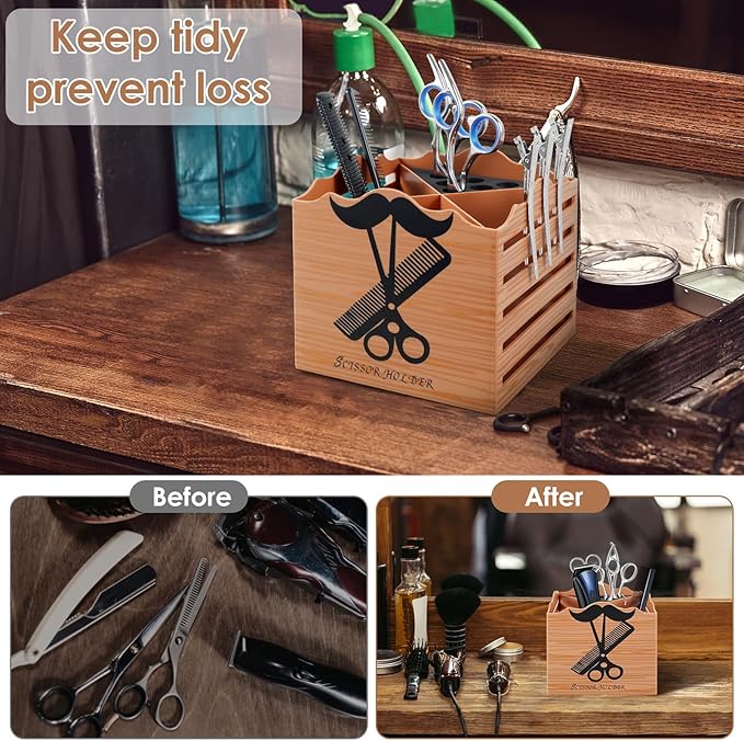 Shear Holder Hair Cutting Scissors Barber Tools Holder Dark Brown