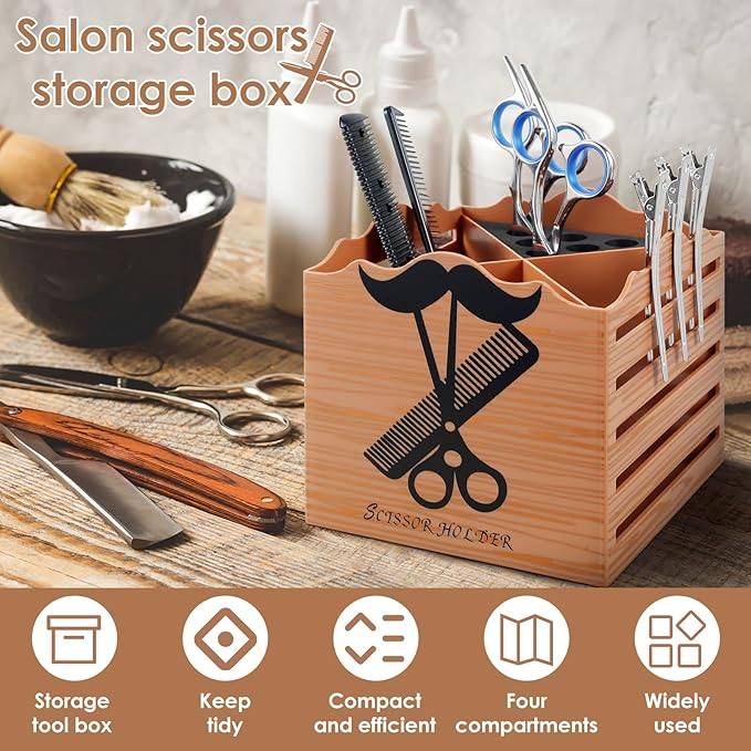 Shear Holder Hair Cutting Scissors Barber Tools Holder Dark Brown