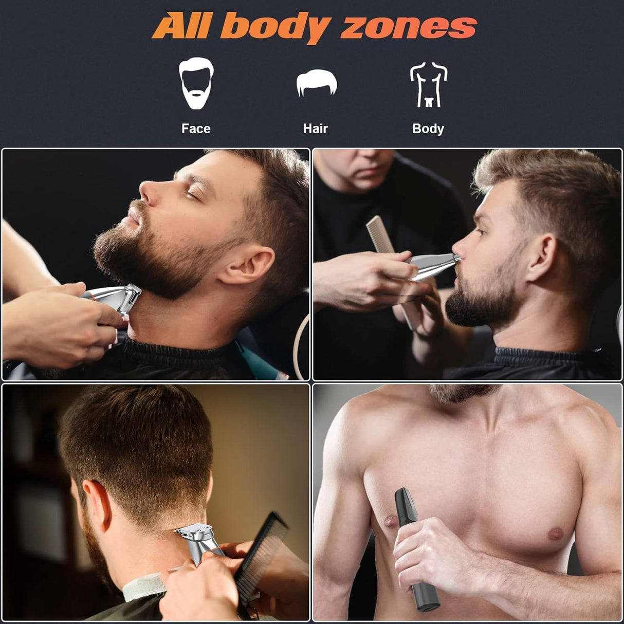 NBHS Beard Trimmer Kit – Cordless Waterproof Grooming & Shaving Gift Set