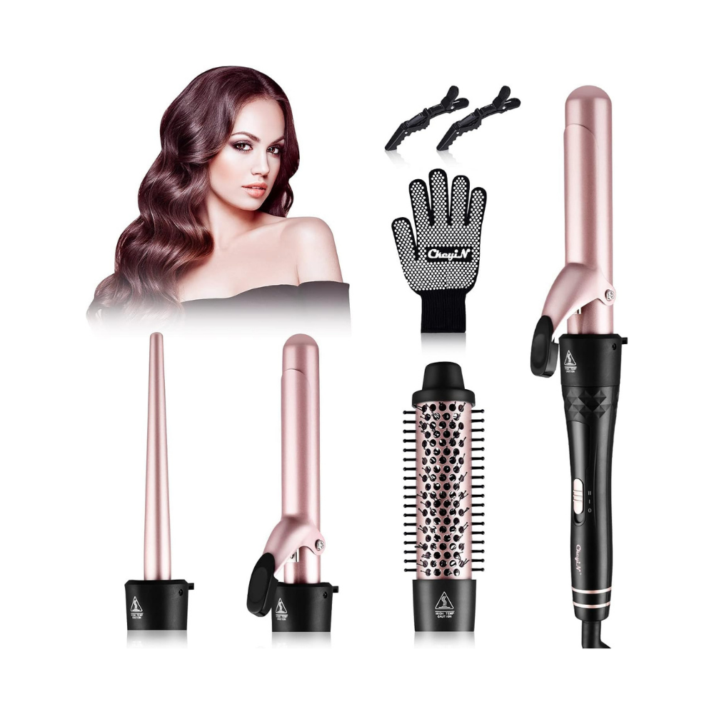 NBHS 4-in-1 Ceramic Curling Iron Set – Multi-Barrel Hair Curler Kit