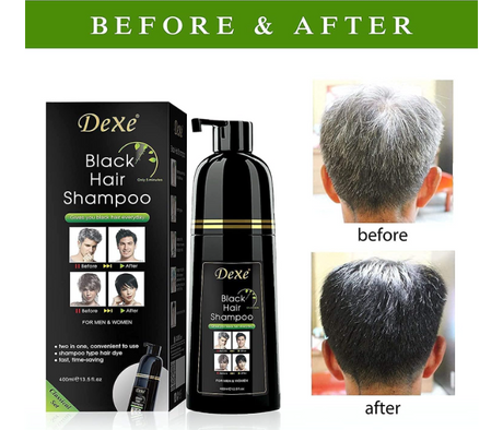 Dexe Black Hair Shampoo – 400ml | 5-Minute Hair Dye with No Color Residue