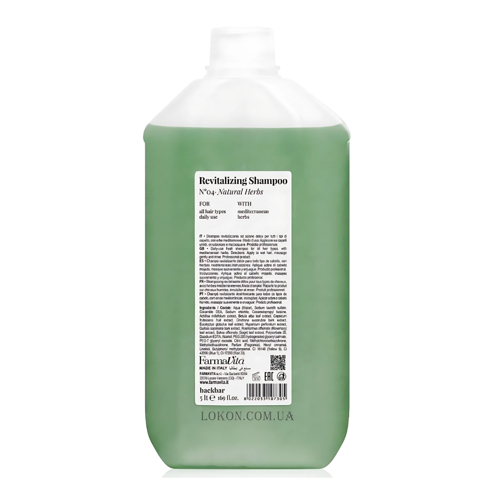 Farmavita Backbar Revitalizing Shampoo N°04 - Natural Herbs 5 Litre