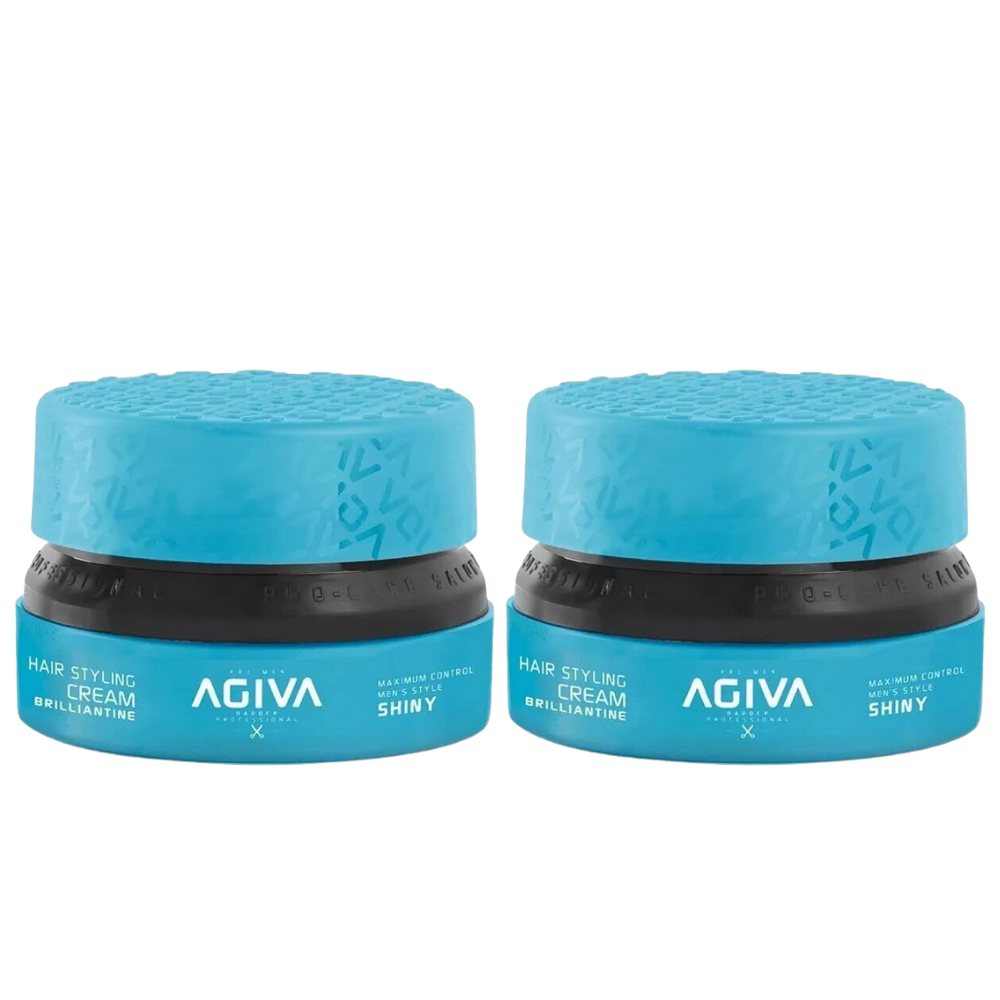 3x Agiva Hair Styling Cream Brilliantine Shiny - 155ml - Light Blue