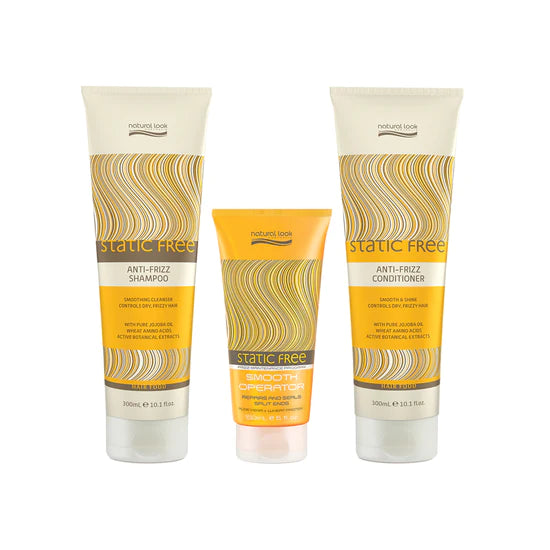 Natural Look Anti-Frizz Shampoo & Conditioner 300ml + Smooth Operator 150ml – Value Pack
