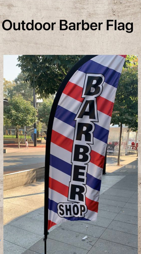 Barber Shop Flag Banner 3.4m Full Set + Bag