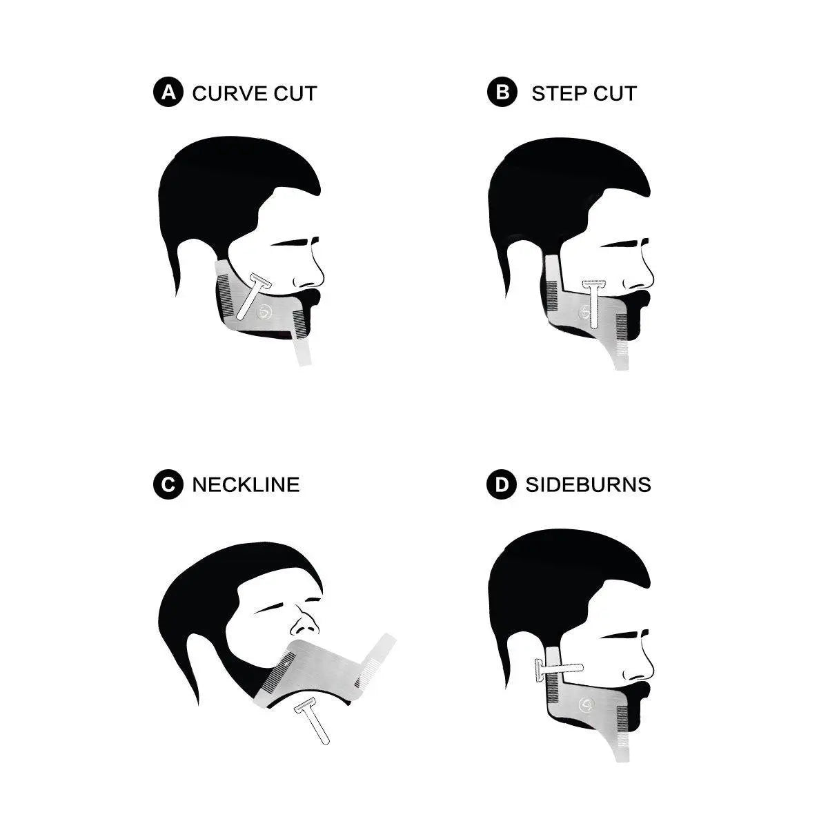 Beard Styling Brush Shaping Template Comb Tool Symmetry Trimming Shaper Stencil