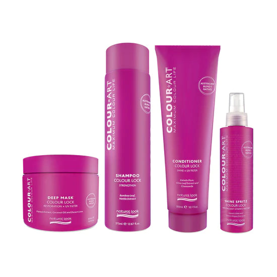 Natural Look ColourArt Haircare Set – Shampoo, Conditioner, Shine Spritz & Deep Mask (375ML/300ML/125ML/400ML)